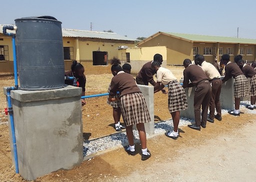 Building permanent hand-washing facilities in Zambian schools
